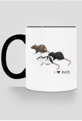 JEDNOSTRONNY kubek I LOVE RATS 2 kolorowy