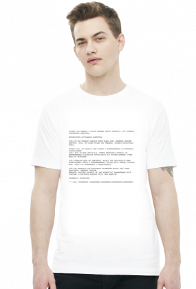 Koszulka biała - Przemęczenie użytkownika komputera - Blue Screen of Death - - koszulki dla informatyków