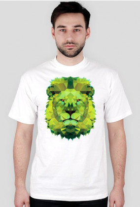Zielony lew Low Poly koszulka męska