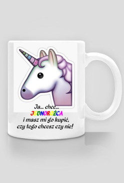 Kubek z emoji z jednorożcem