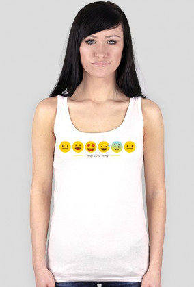 Koszulka damska z nadrukiem emoji i z napisem "emoji LOVE story"