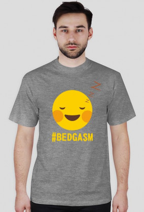Koszulka męska z nadrukiem emoji i z napisem #BEDGASM