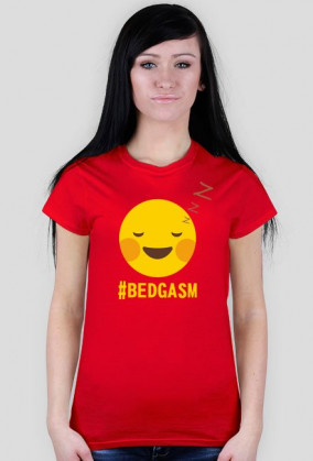 Koszulka damska z nadrukiem emoji i z napisem #BEDGASM