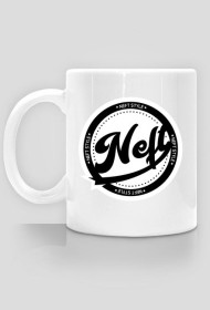 Kubek z czarnym logo i autografem