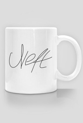 Kubek z czarnym logo i autografem