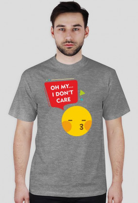 Koszulka męska z nadrukiem emotikonki i napisem: oh my... I don't care - poppyfield