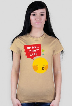 Koszulka damska z nadrukiem emotikonki i napisem: oh my... I don't care - poppyfield