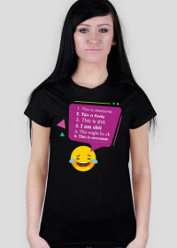 Koszulka damska z nadrukiem emotikonki i tekstem: the creative process - poppyfield
