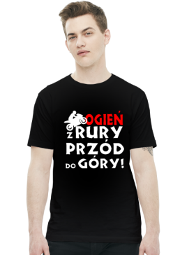 OGIEŃ Z RURY PRZÓD DO GÓRY - męska koszulka motocyklowa