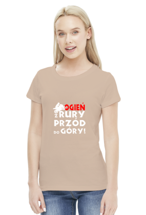 OGIEŃ Z RURY PRZÓD DO GÓRY - damska koszulka motocyklowa