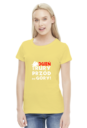 OGIEŃ Z RURY PRZÓD DO GÓRY - damska koszulka motocyklowa