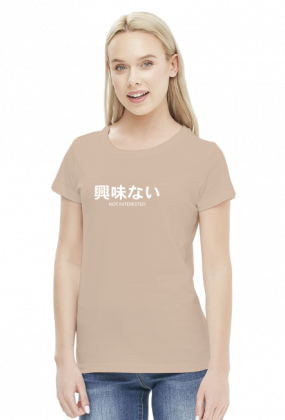 興味ない - Damski t-shirt z japońskim napisem