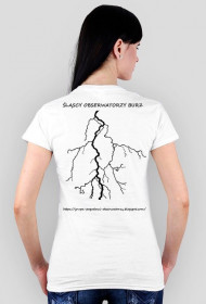 Koszulka damska z logo Grupy Śląscy Obserwatorzy Burz na przodzie i plecach