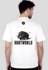 White t-shirt with Hurtworld logo and bor on back