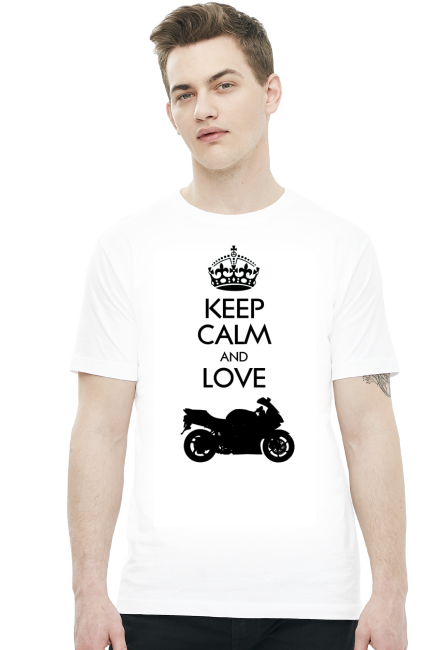 Keep Calm and love moto v2 biała M - koszulka