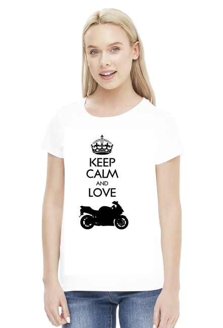 Keep Calm and love moto v2 biała WM - koszulka