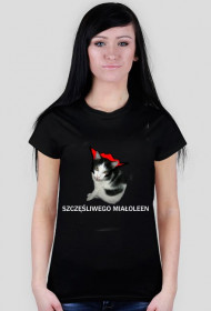 Szczęśliwego meowleen (T-SHIRT Damski)