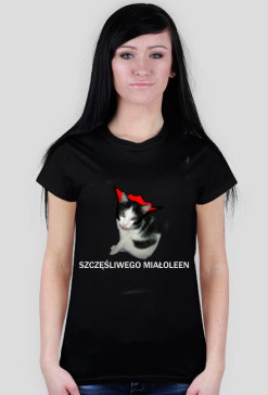 Szczęśliwego meowleen (T-SHIRT Damski)