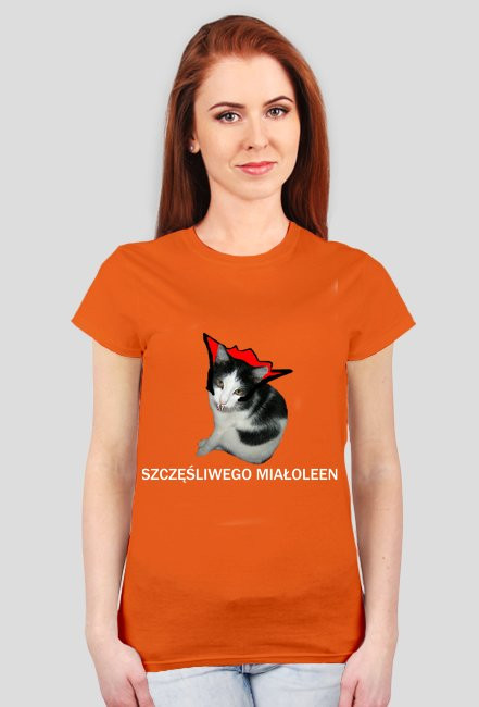 Szczęśliwego meowleen (T-SHIRT Damski)