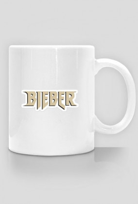 Kubek z podobizną i napisem "Bieber"