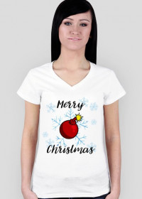 Koszulka Merry Christmas Bombka biała