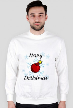 Swetr Merry Christmas Bombka biały