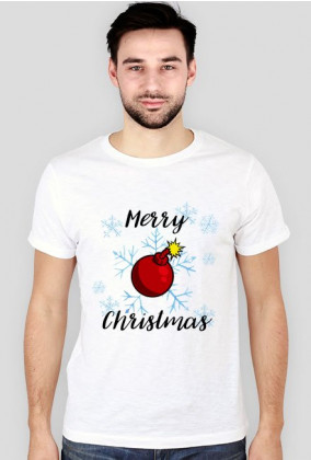 Koszulka 2 Merry Christmas Bombka biała