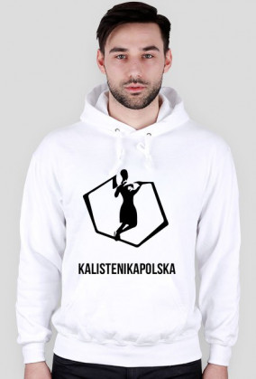 Logo, biała bluza z kapturem