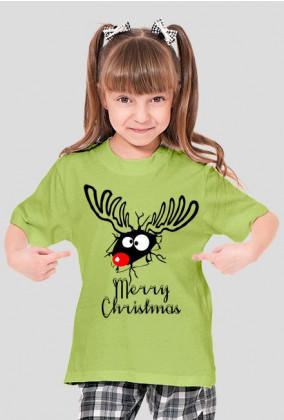 Śmieszny renifer - dziecięca koszulka świąteczna