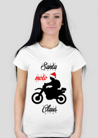 Santa moto claus - damska koszulka świąteczna