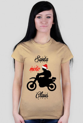 Santa moto claus - damska koszulka świąteczna