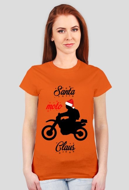 Santa moto claus - damska koszulka świąteczna