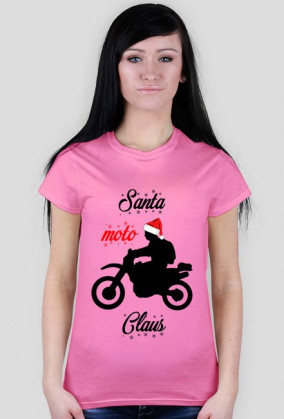 Santa moto claus - damska koszulka świąteczna