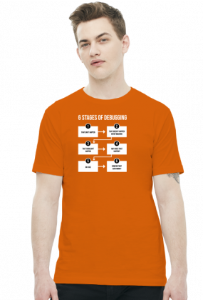 "6 Stages of debugging" - Koszulka dla programisty (Biały nadruk)
