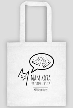 Eko torba biała -Mam kota na punkcie łyżew