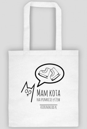 Eko torba biała -Mam kota na punkcie łyżew