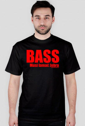 Koszulka "Bass musi łamać żebra" WB Car audio - napis czerwony