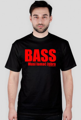 Koszulka "Bass musi łamać żebra" WB car audio - biała, napis czerwony