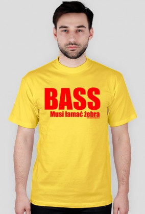 Koszulka "Bass musi łamać żebra" WB car audio - biała, napis czerwony