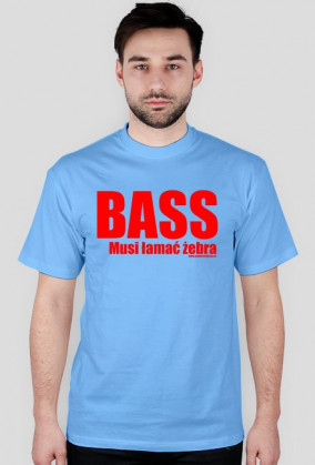 Koszulka "Bass musi łamać żebra" WB car audio - biała, napis czerwony
