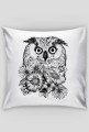 Sowa i kwiaty na poduszce