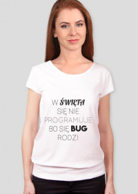 Koszulka damska - W Święta się nie programuje (Biała)