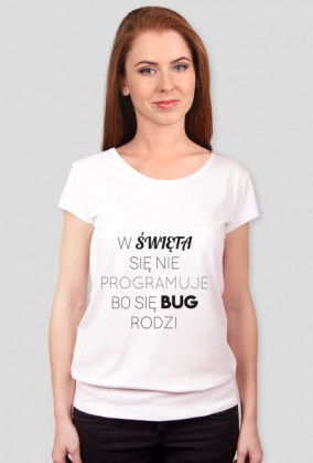 Koszulka damska - W Święta się nie programuje (Biała)