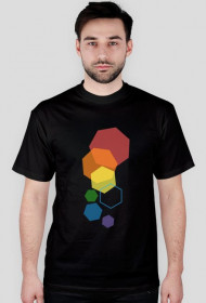 T-shirt męski w kolorowe heksagony