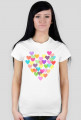 T-shirt damski w kolorowe serduszka