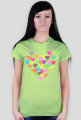 T-shirt damski w kolorowe serduszka