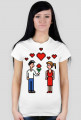 Pixel art – zakochana para (damski t-shirt)