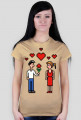 Pixel art – zakochana para (damski t-shirt)