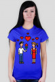 Pixel art – zakochana para (damski t-shirt)