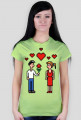 Pixel art – zakochana para (damski t-shirt)